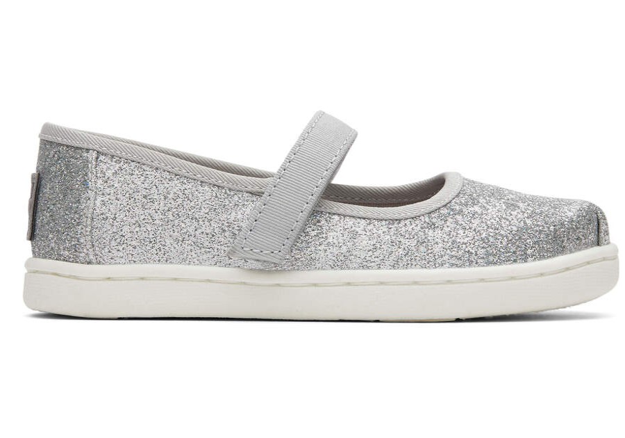 TOMS Special Occasions | Silver Iridescent Glimmer Tiny Toms Mary Janes | Toms