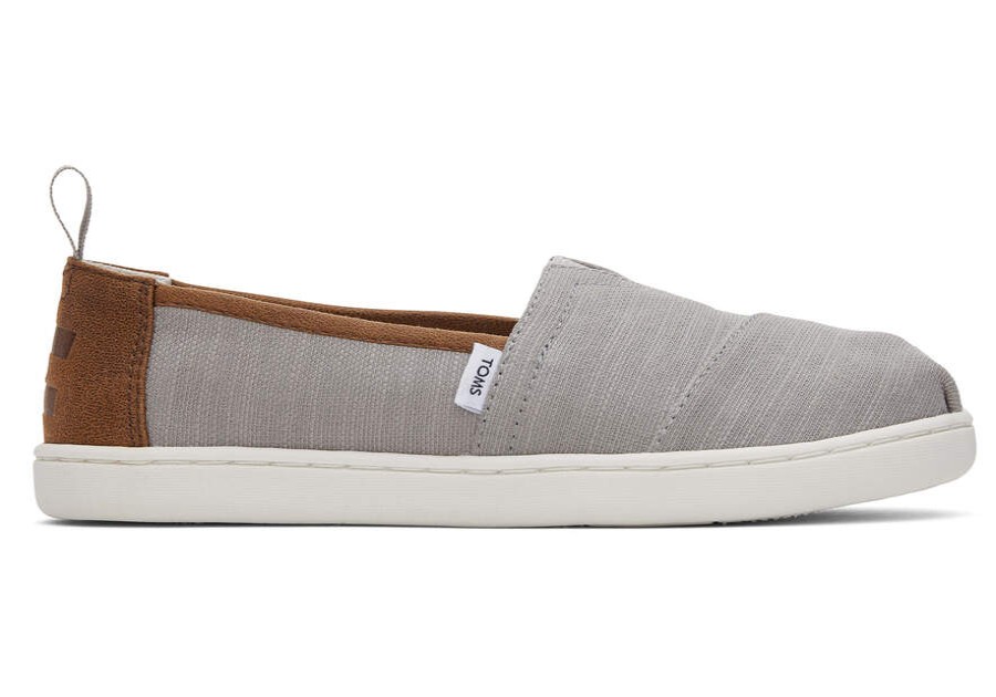 TOMS Earthwise | Kids Grey Recycled Cotton Canvas Alpargata Slip On Shoe | Toms