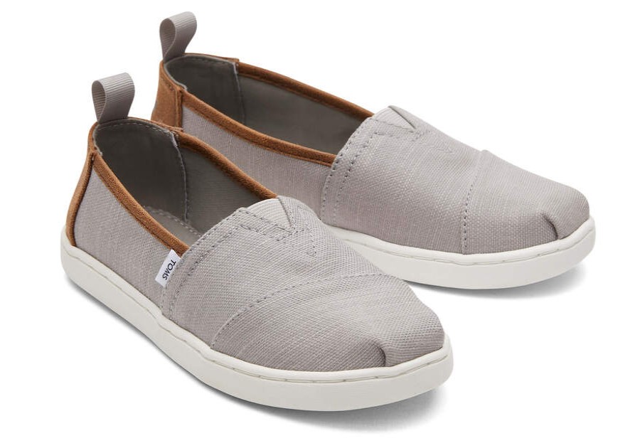 TOMS Earthwise | Kids Grey Recycled Cotton Canvas Alpargata Slip On Shoe | Toms