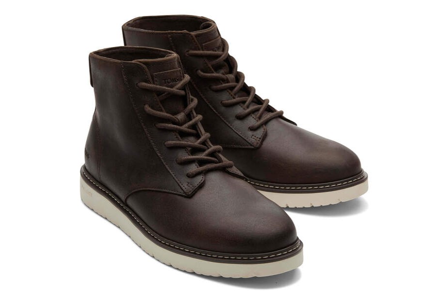 TOMS Winter Essentials | Men'S Brown Water Resistant Leather Navi Trvl Lite Ranger Boots | Toms