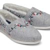 TOMS Exclusives | Women'S Grey Two Tone Felt Tree Light Embroidery Faux Fur Alpargatas | Toms